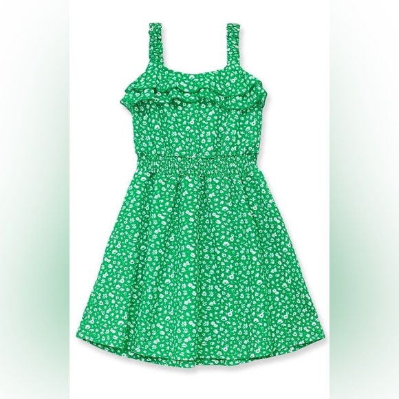 Green Floral Sleeveless Ruffle Dress - Picture 1 of 1